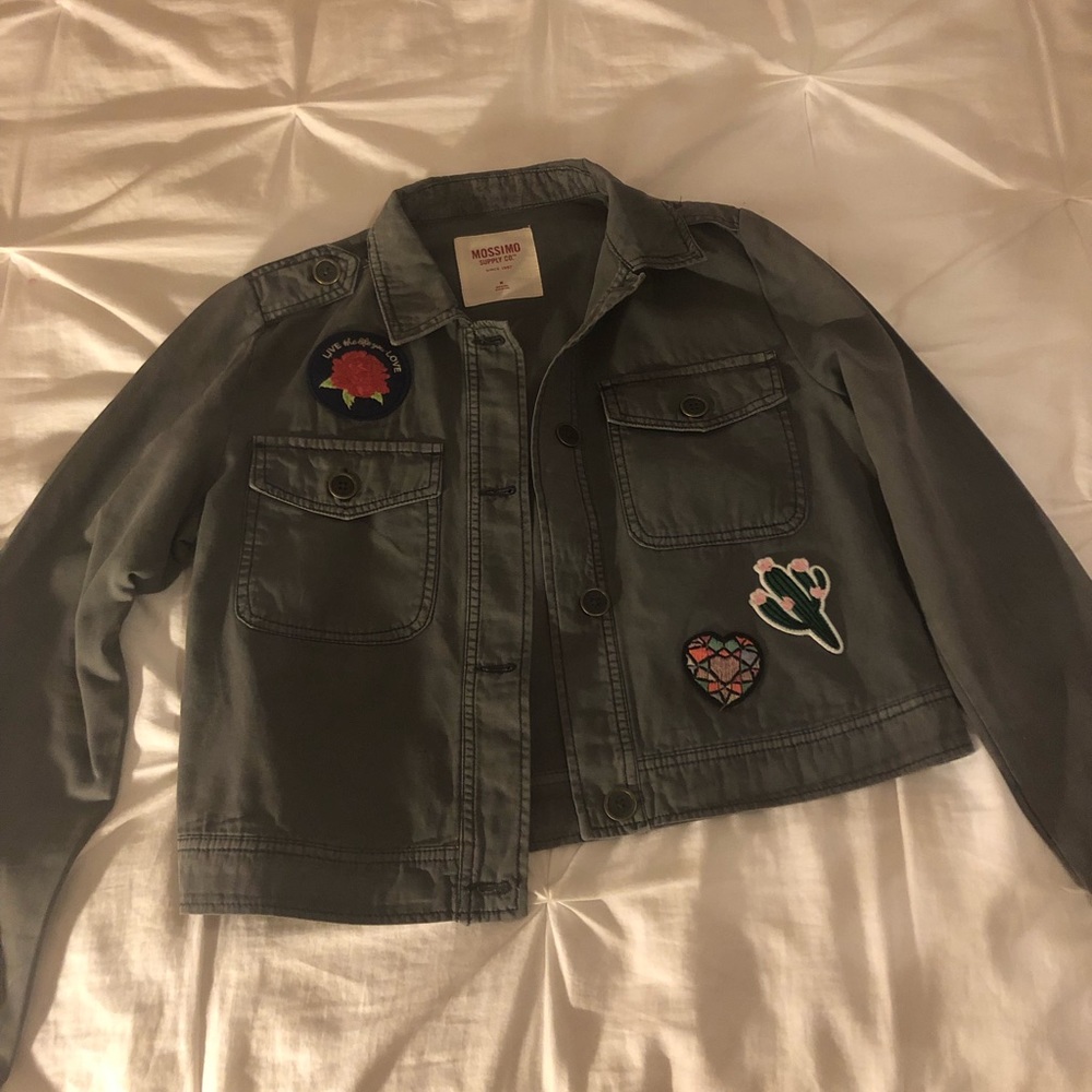 Mossimo Army Green Jacket With Patches